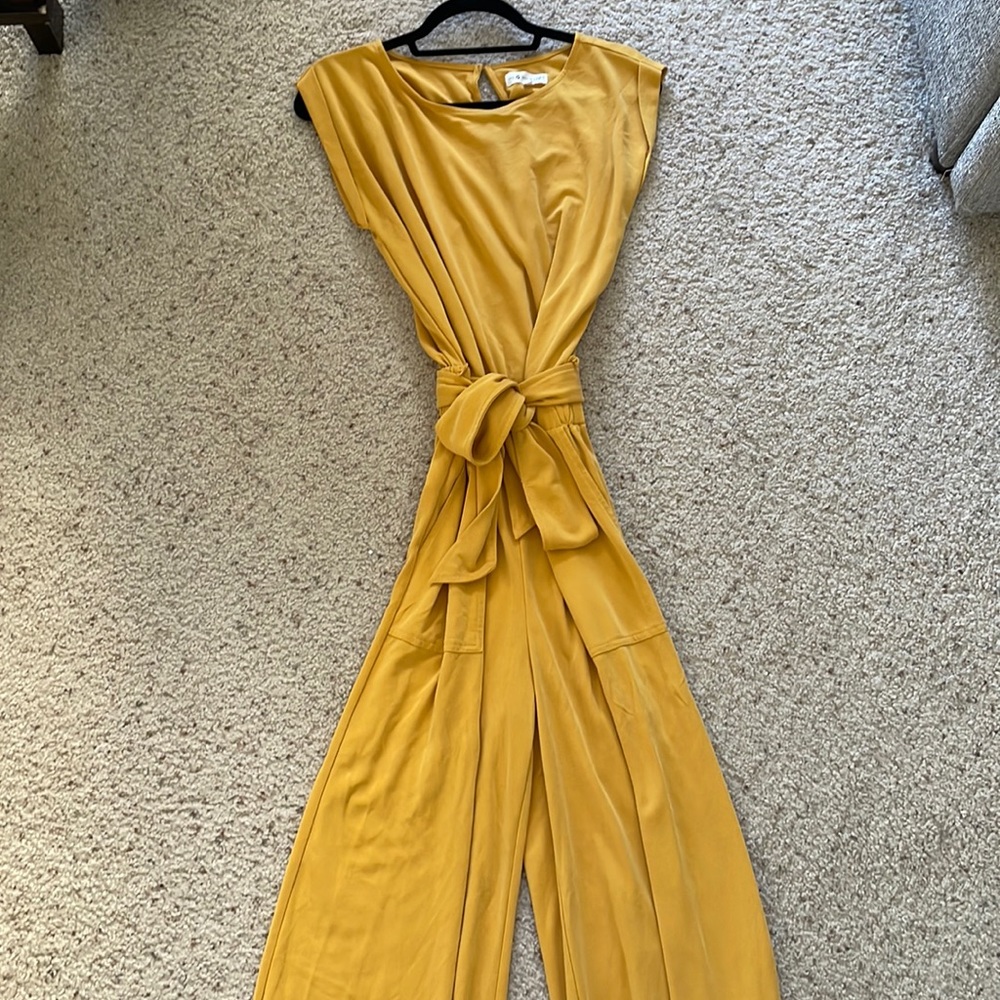 Loft yellow cotton jumpsuit, size small